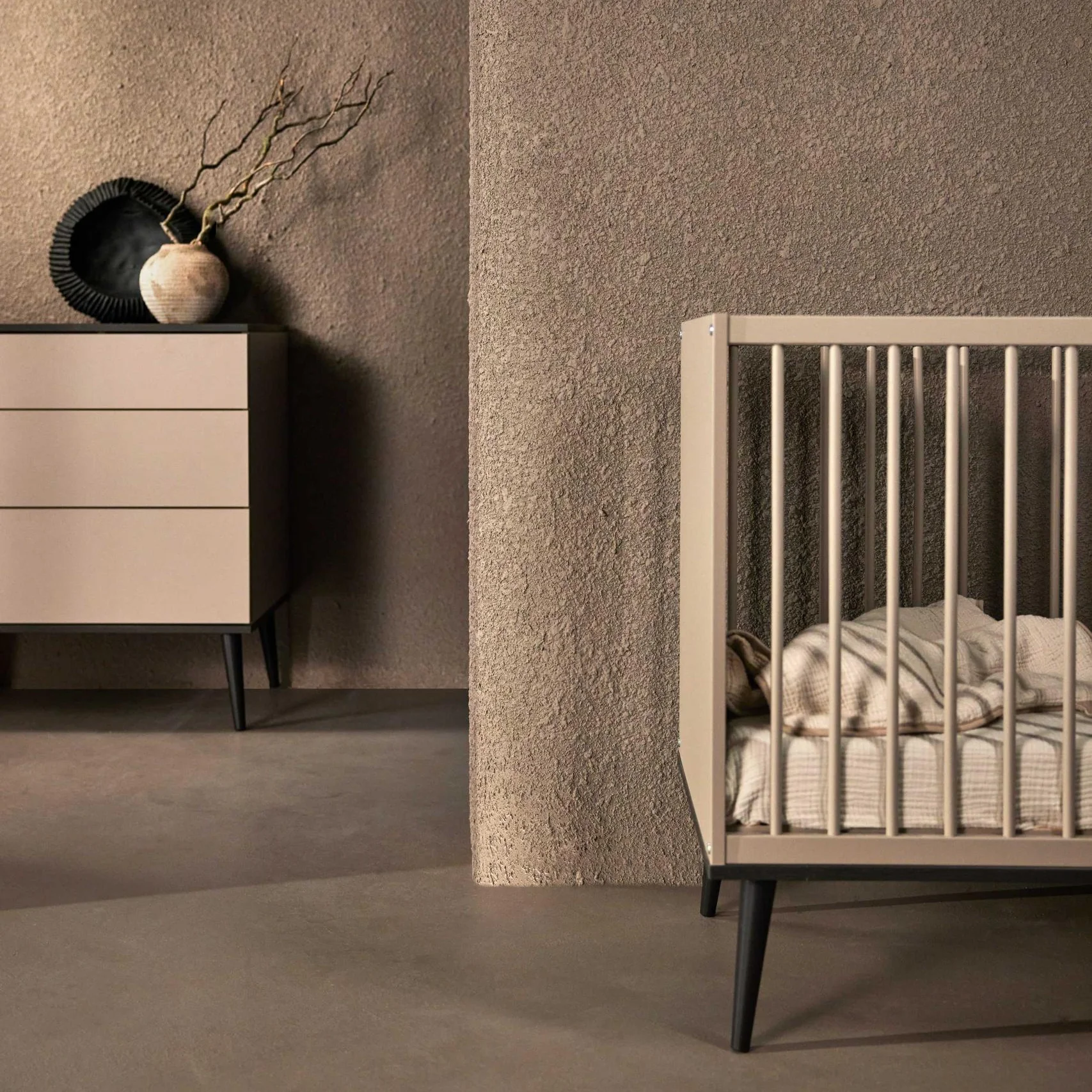 Flow Wooden Height Adjustable Baby Cot (Stone) - Image 6