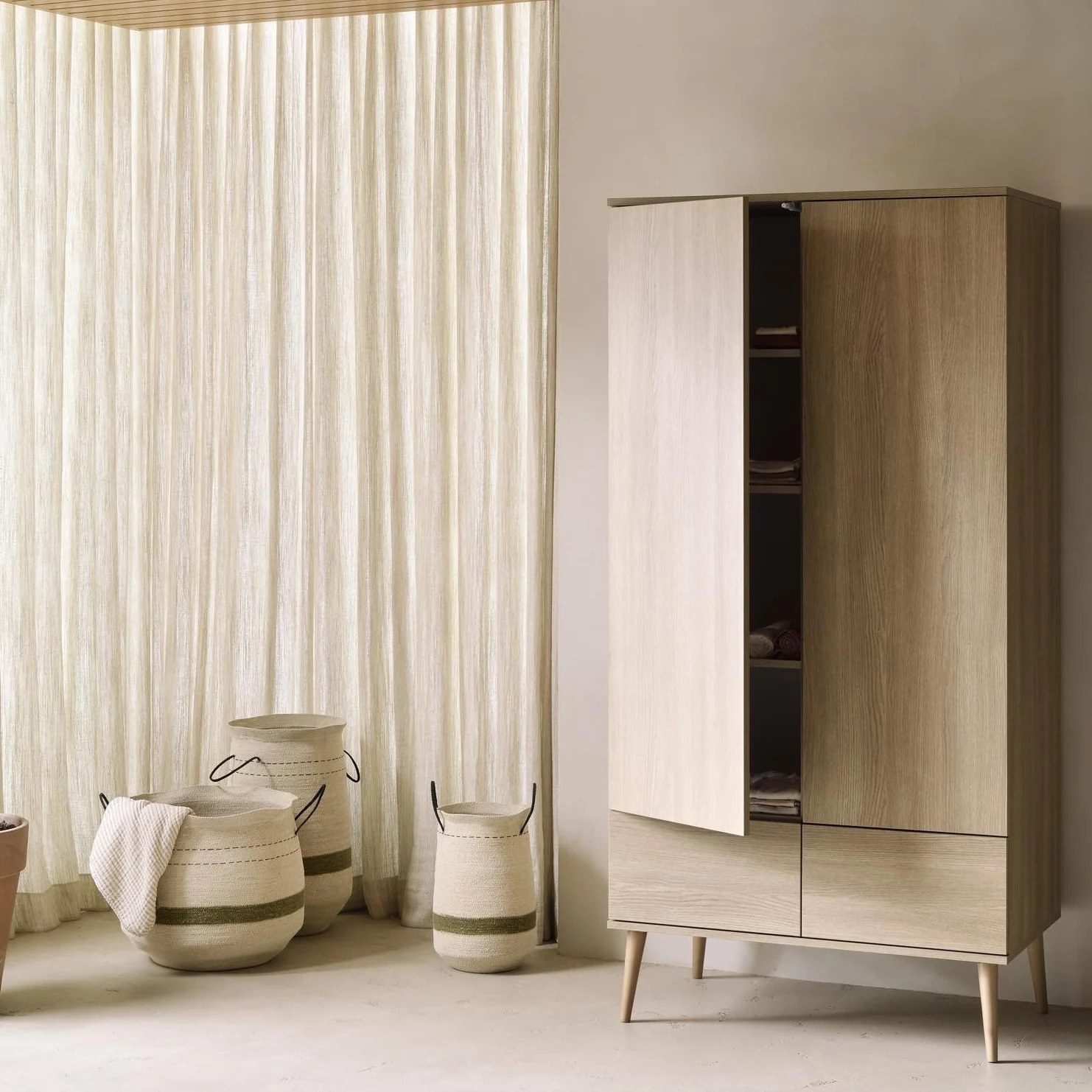 Flow Wooden Wardrobe (Honey Ash)