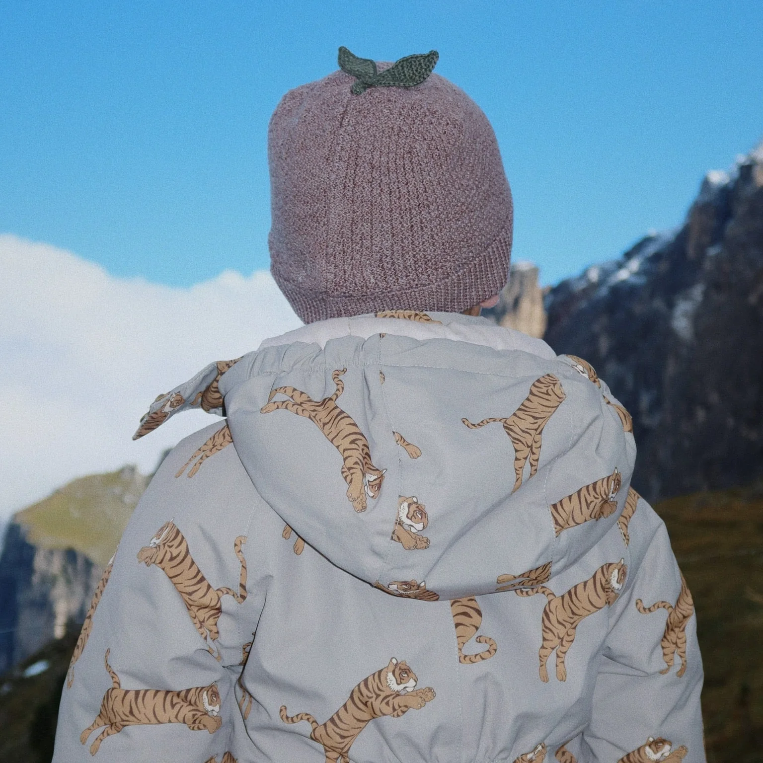 Fruity Merino Wool Knitted Beanie (Bunny Brown Melange) - Image 4