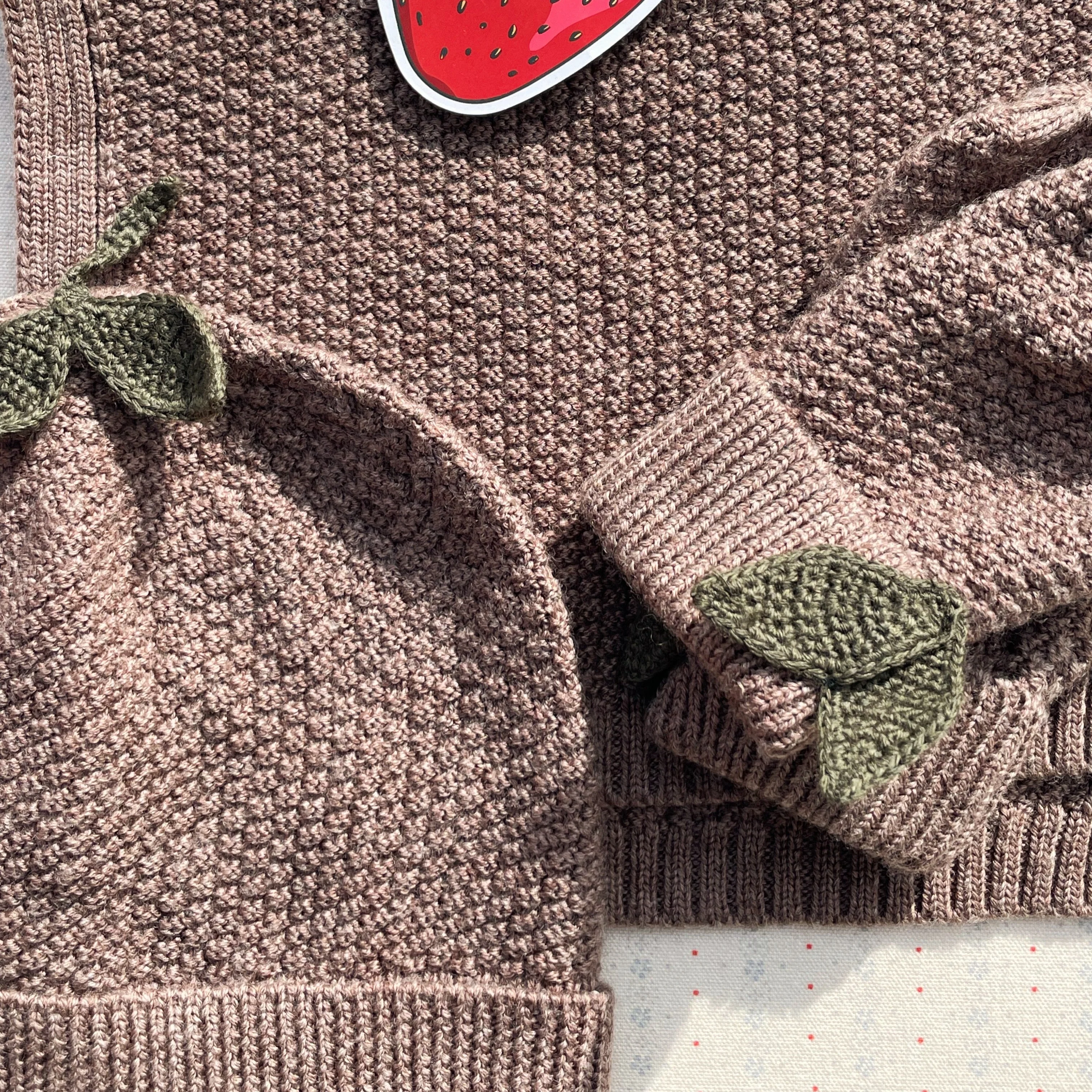Fruity Merino Wool Knitted Mittens (Bunny Brown Melange) - Image 3