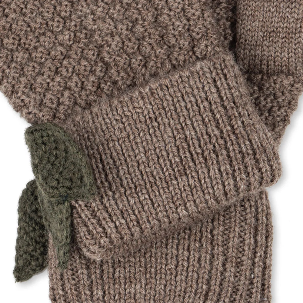 Fruity Merino Wool Knitted Mittens (Bunny Brown Melange) - Image 4
