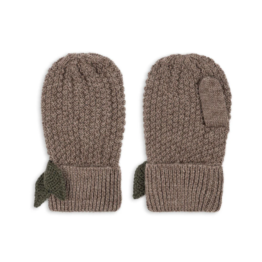 Fruity Merino Wool Knitted Mittens (Bunny Brown Melange) - Image 5