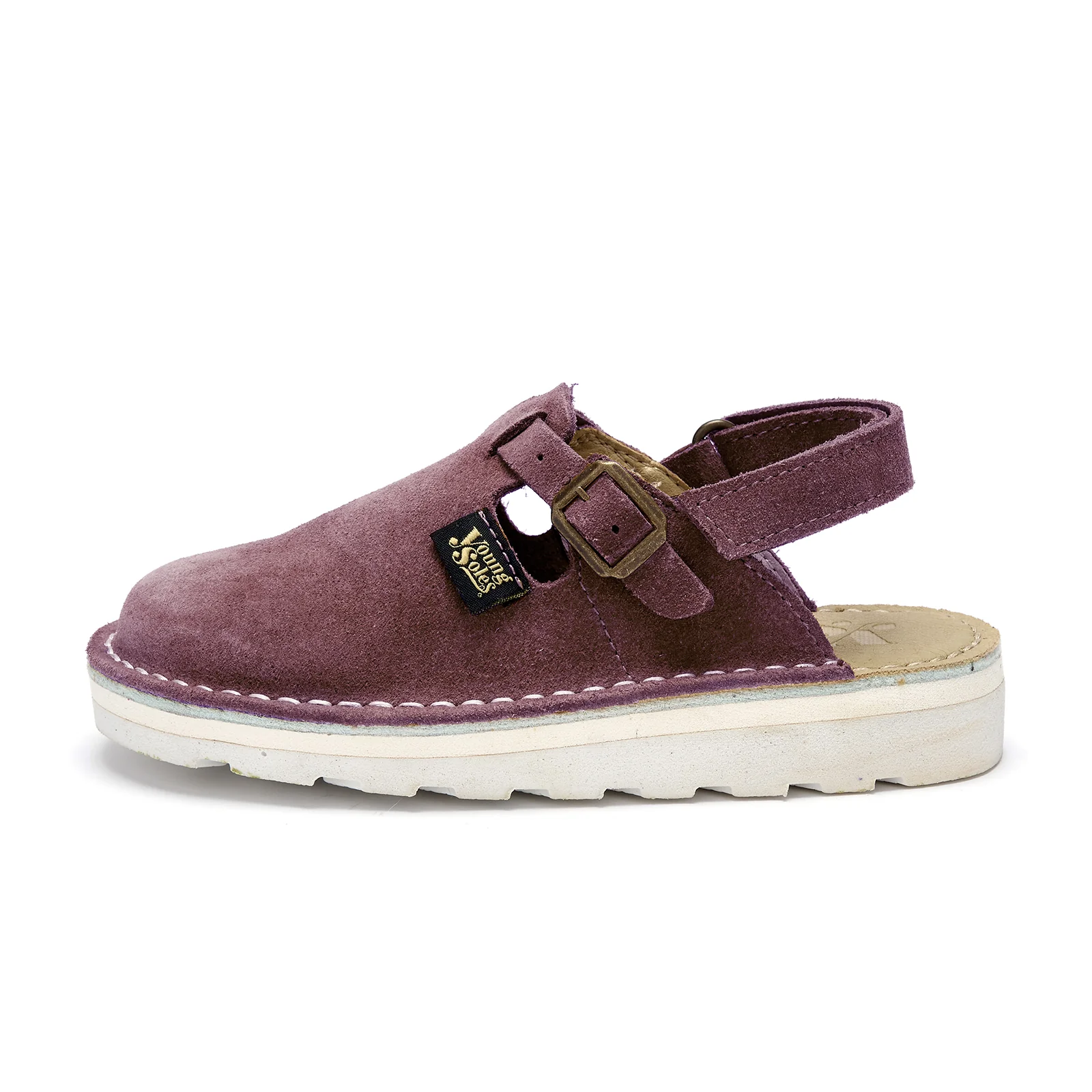 Heidi Buckle Suede Clogs with Sling Back (Dusty Lilac) - Image 4
