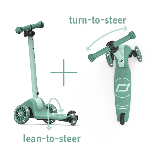 Highway Kick 3S Steerable Foldable Scooter with LED Wheels (Forest) - Image 4