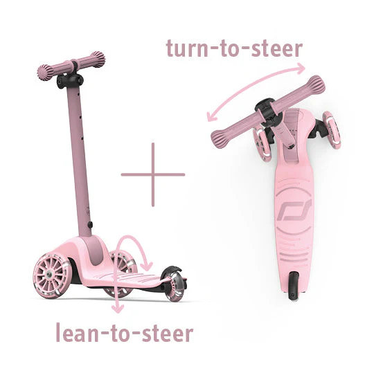 Highway Kick 3S Steerable Foldable Scooter with LED Wheels (Rose) - Image 2