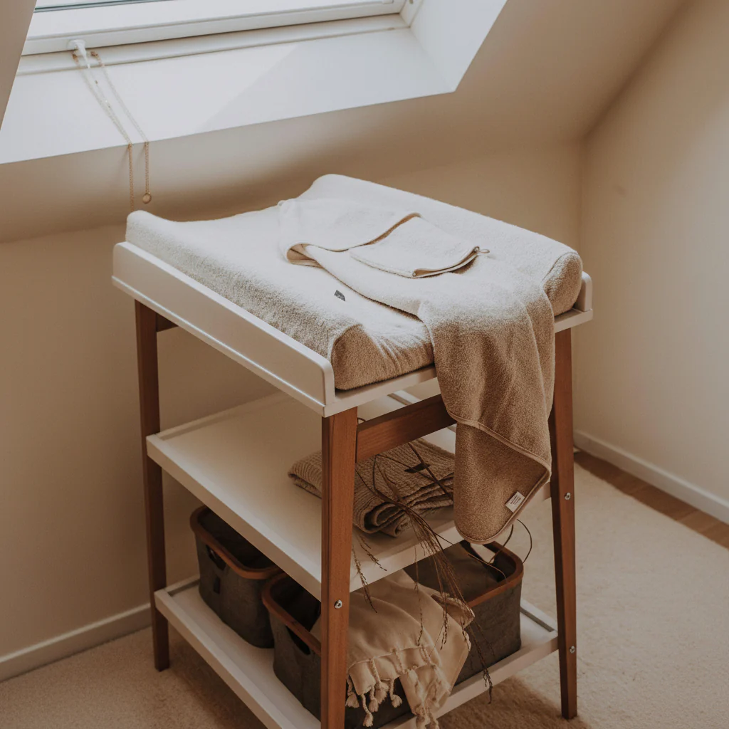 Hip Wooden Changing Table (White/Natural) - Image 2