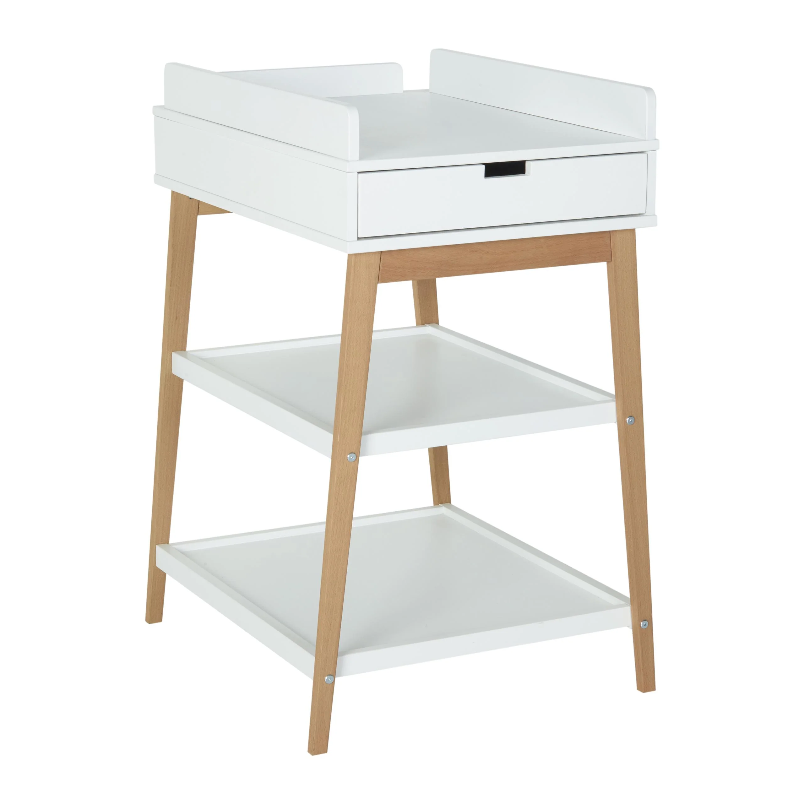 Hip Wooden Changing Table with Drawer (White/Natural) - Image 3
