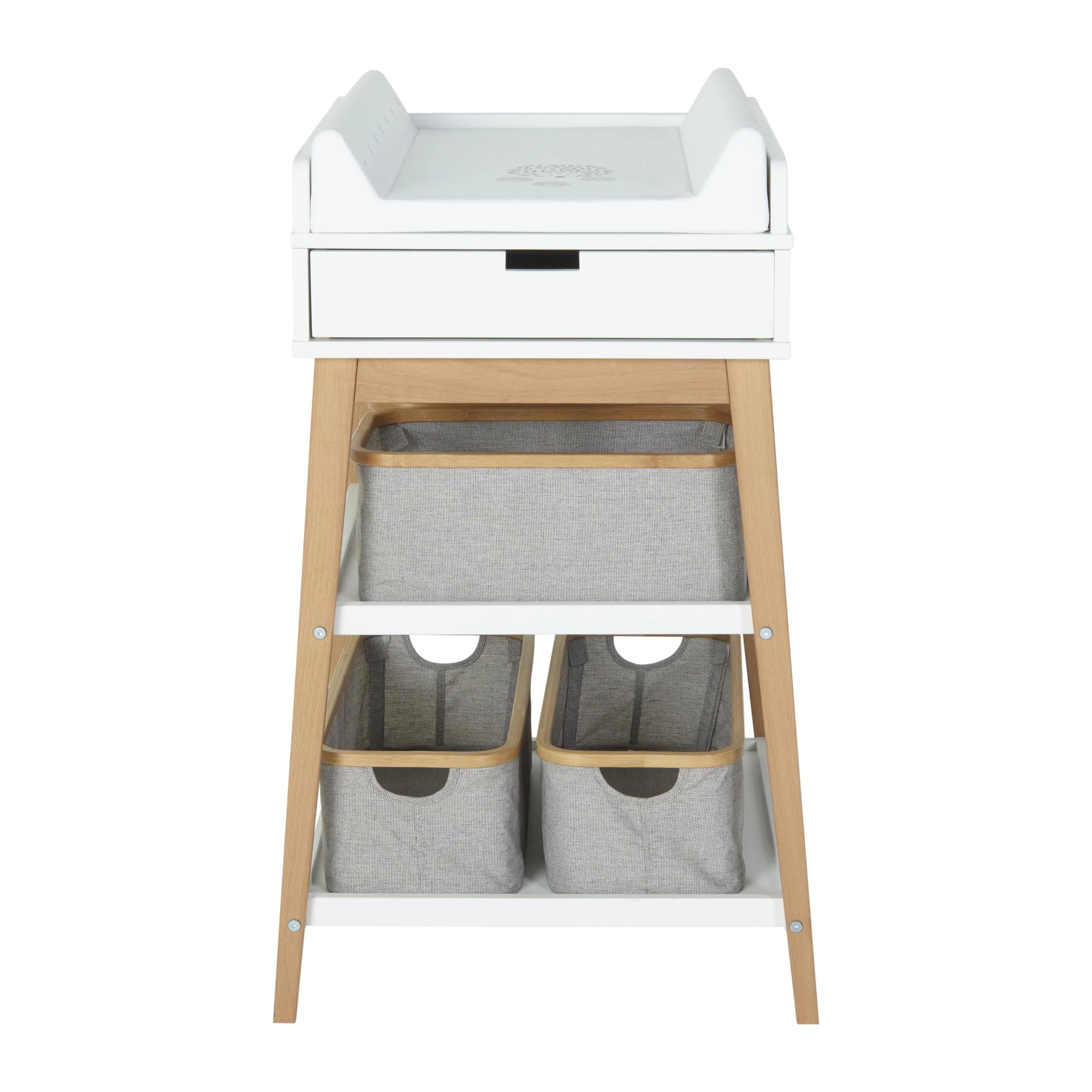 Hip Wooden Changing Table with Drawer (White/Natural) - Image 5