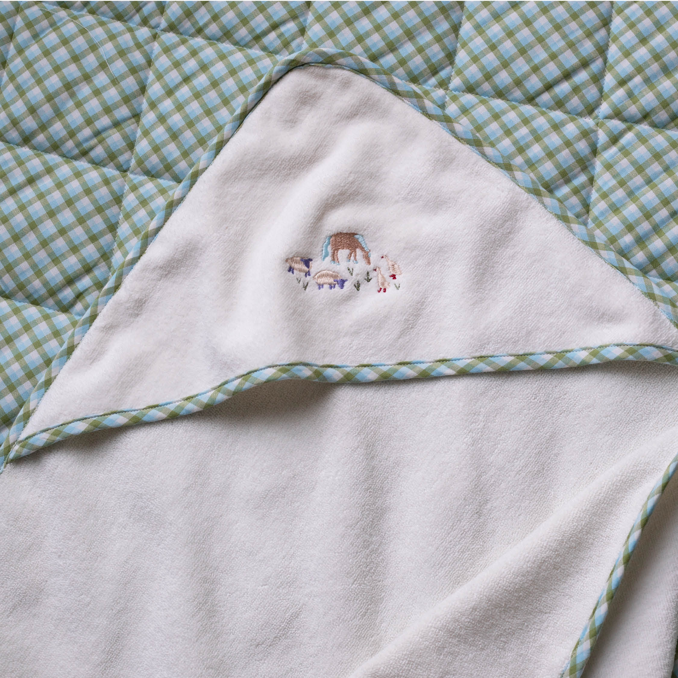 Organic Cotton Bunny Embroidered Hooded Towel (Little Farm) - Image 2