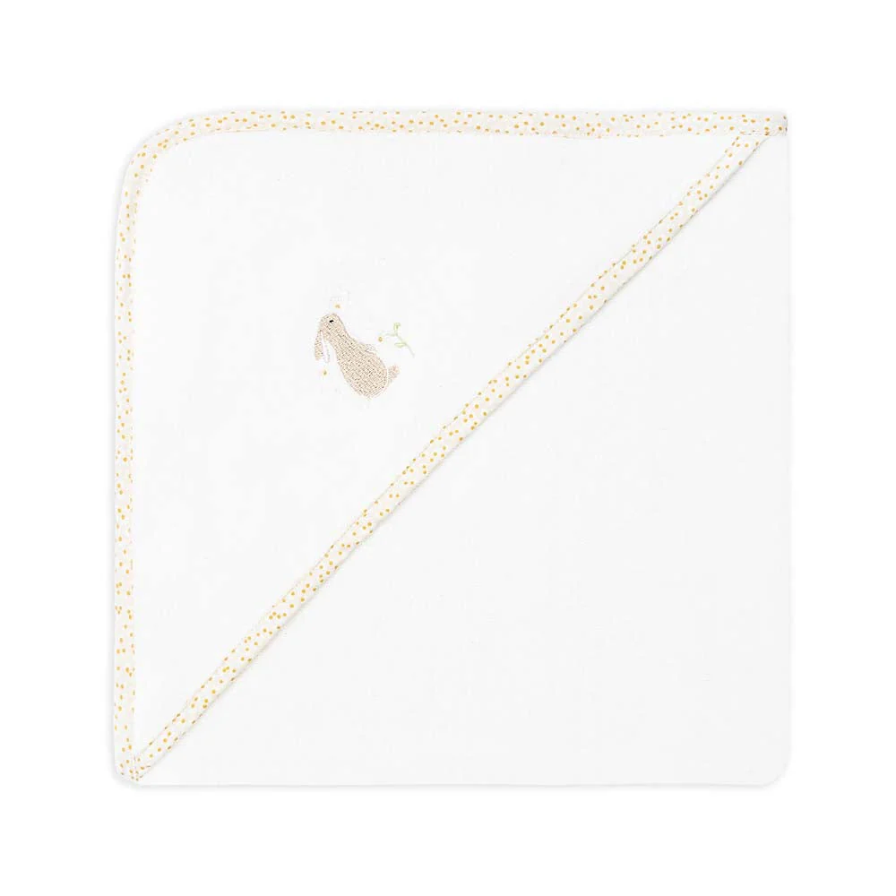 Organic Cotton Bunny Embroidered Hooded Towel (Wild Chamomile) - Image 2