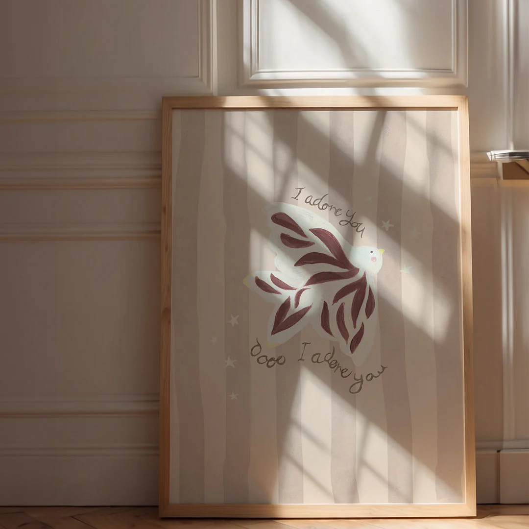 I Adore You - Bird Art Print Clay - Image 2