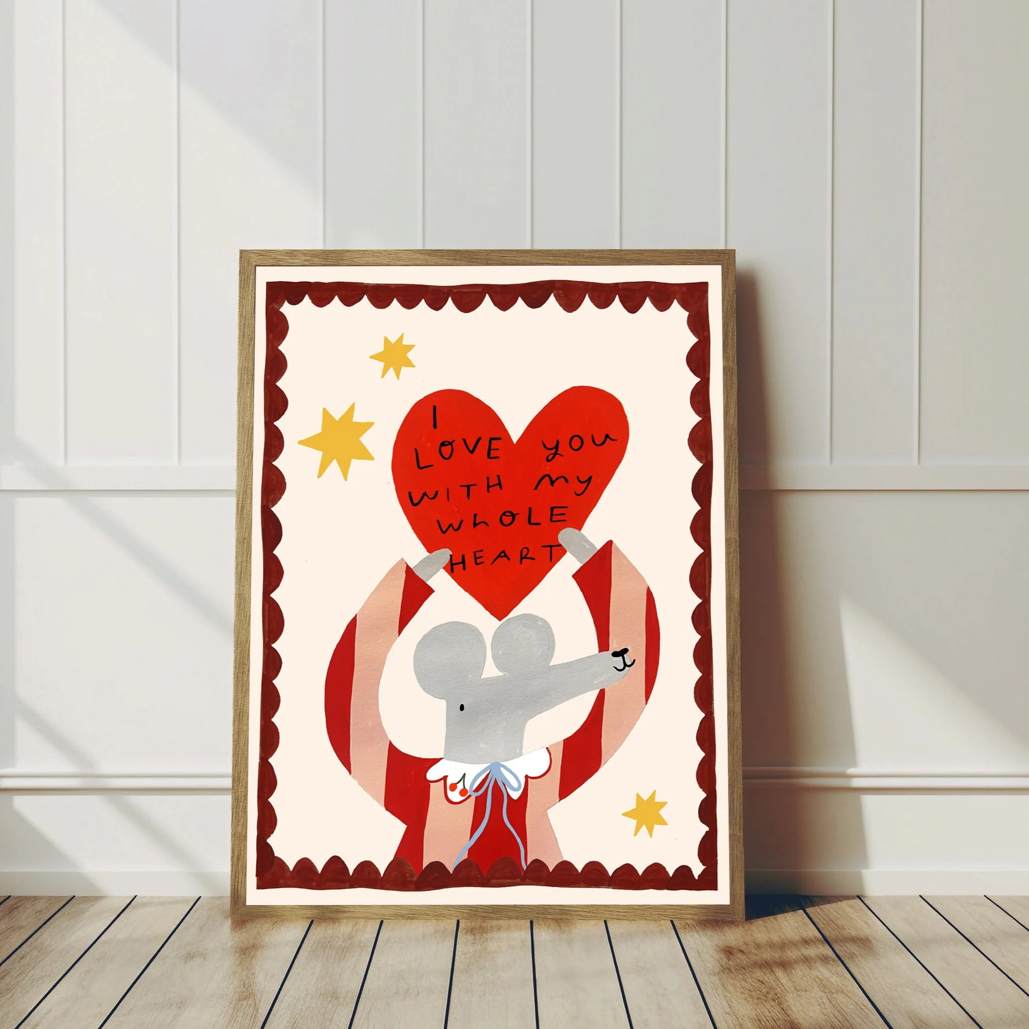 I Love You With My Whole Heart Mouse Art Print