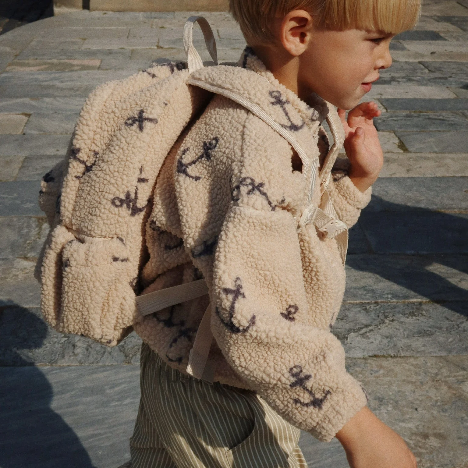Jody Anchor Print Teddy Pile Backpack - Image 2