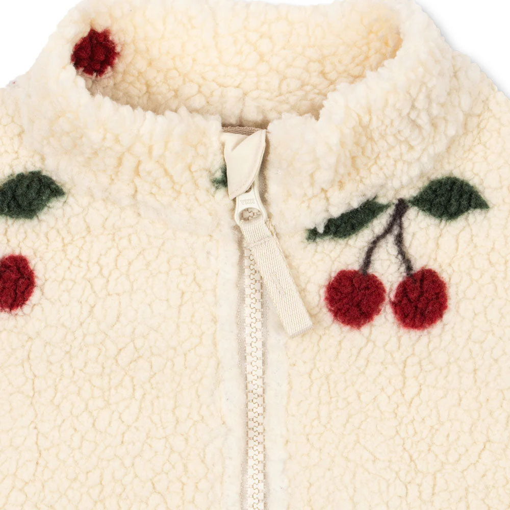 Jody Cherry Print Teddy Borg Fleece Jacket (Ma Grande Cerise) - Image 3