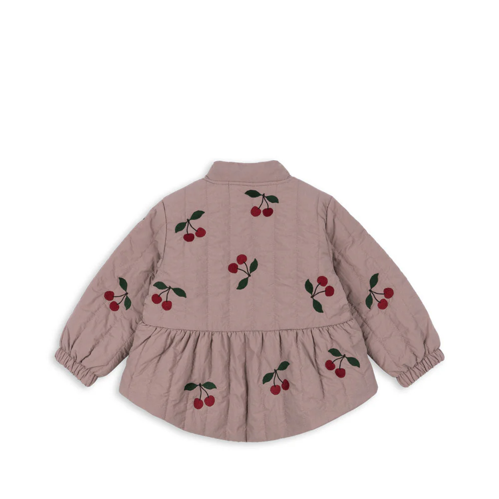Juna Cherry Embroidered Quilted Peplum Bomber Jacket (Twilight Mauve) - Image 4