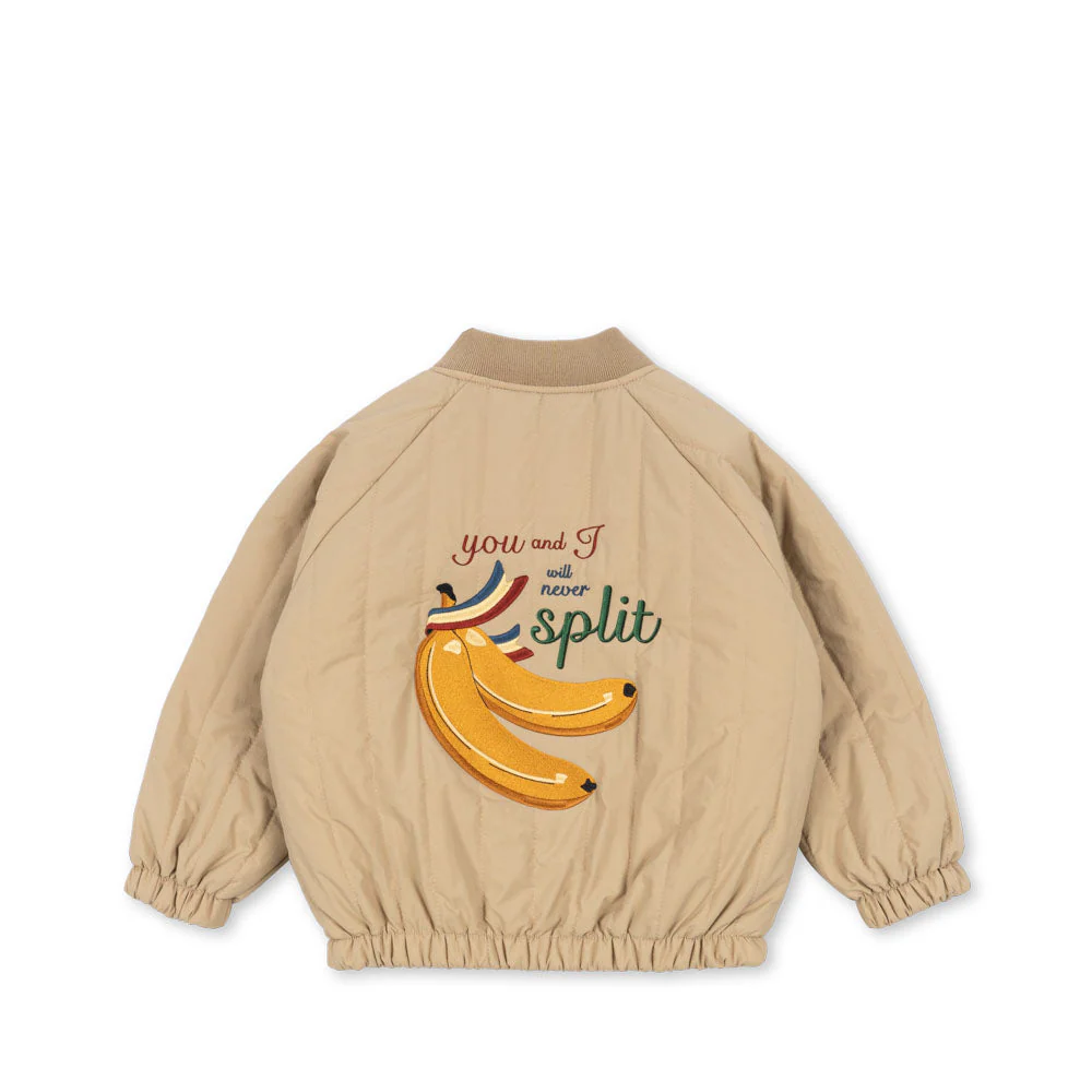 Juno Banana Print Quilted Bomber Jacket (Travertine) - Image 2