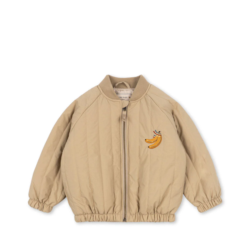 Juno Banana Print Quilted Bomber Jacket (Travertine) - Image 3