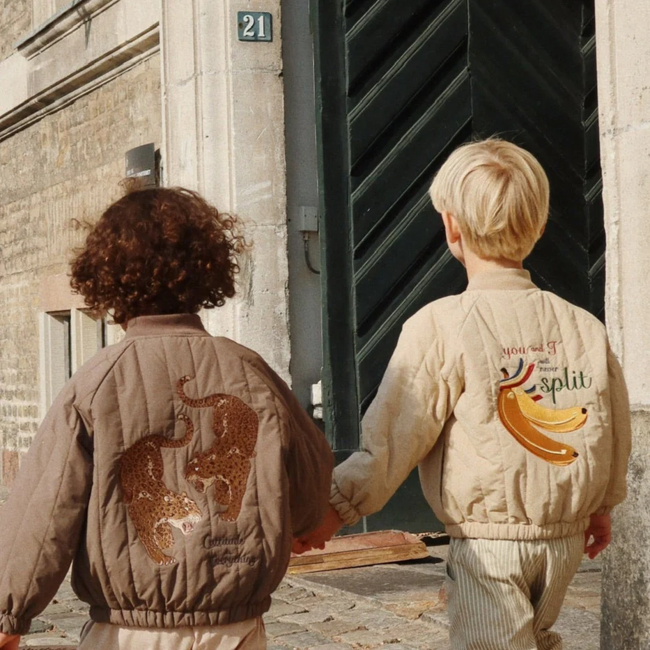 Juno Banana Print Quilted Bomber Jacket (Travertine) - Image 6