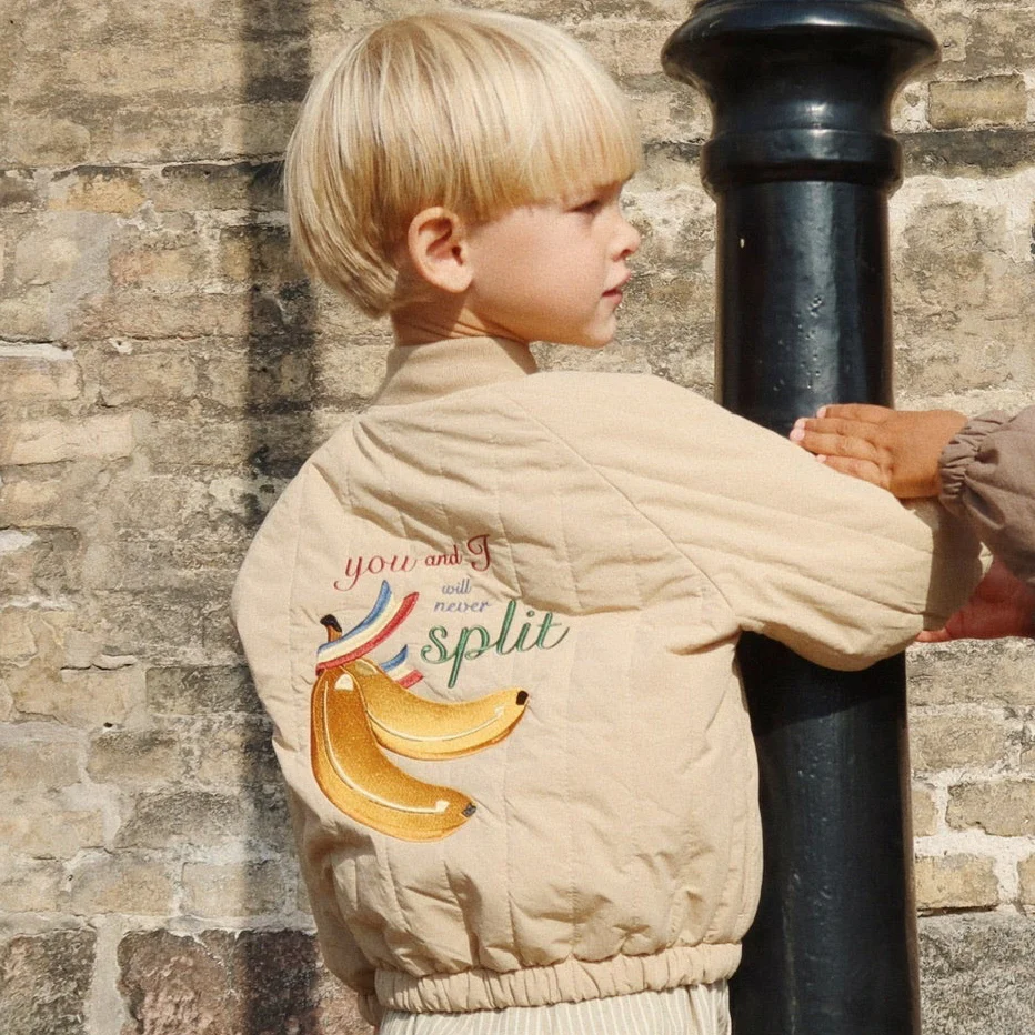 Juno Banana Print Quilted Bomber Jacket (Travertine) - Image 7