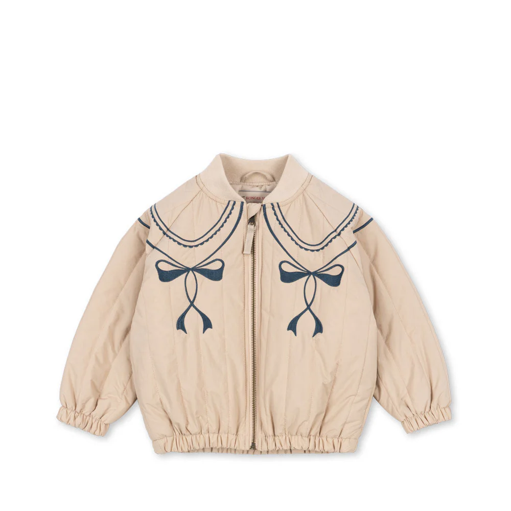 Juno Bow Print Quilted Bomber Jacket (Smoke Gray)