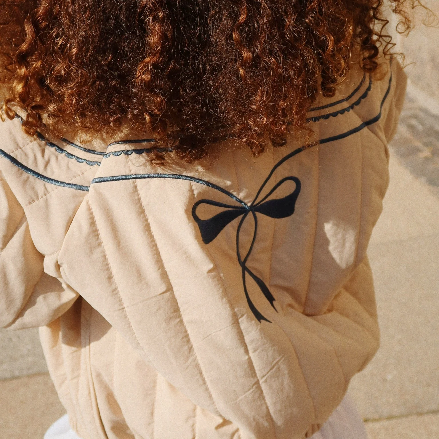 Juno Bow Print Quilted Bomber Jacket (Smoke Gray) - Image 2