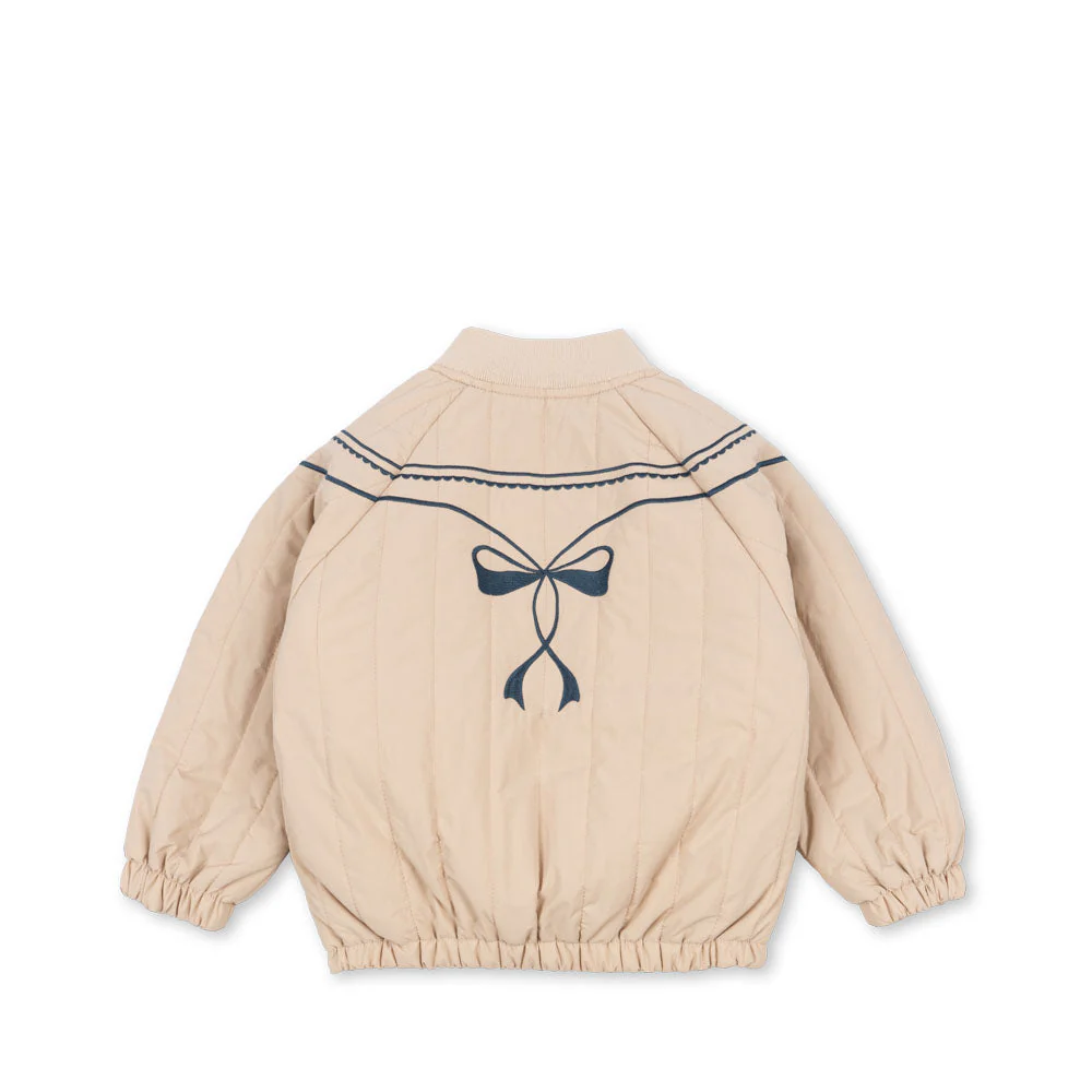 Juno Bow Print Quilted Bomber Jacket (Smoke Gray) - Image 4