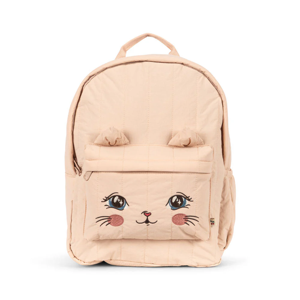 Juno Embroidered Kitty Quilted Backpack (Cameo Rose) - Image 2