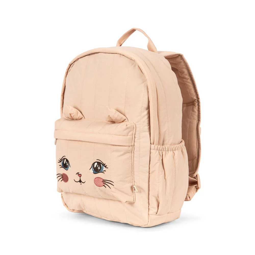 Juno Embroidered Kitty Quilted Backpack (Cameo Rose) - Image 3