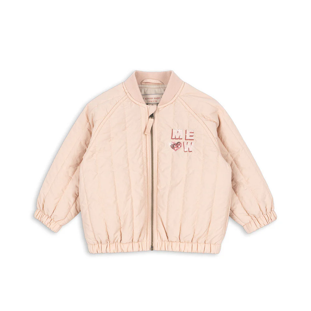 Juno Kitty Print Quilted Bomber Jacket (Cameo Rose) - Image 2