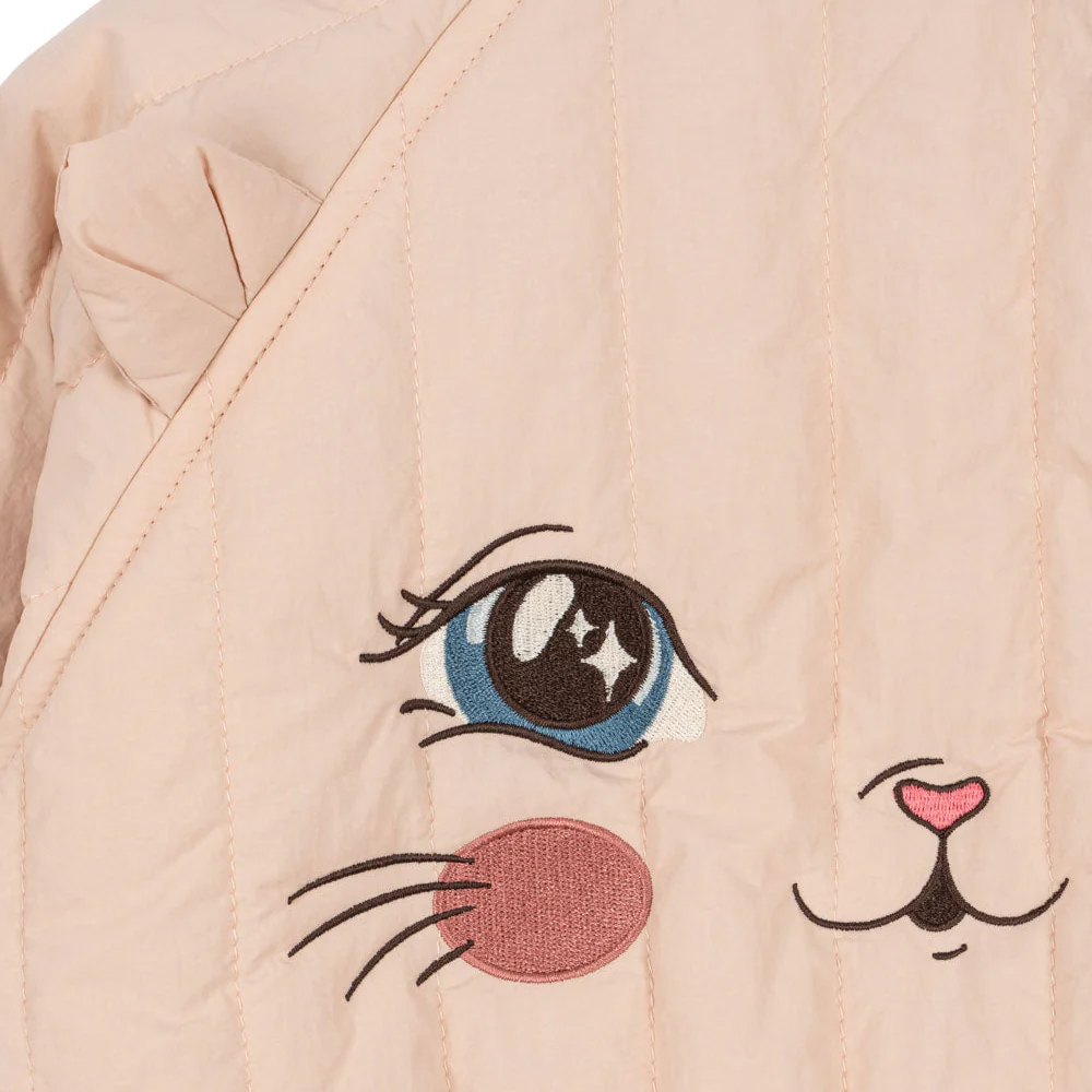 Juno Kitty Print Quilted Bomber Jacket (Cameo Rose) - Image 4