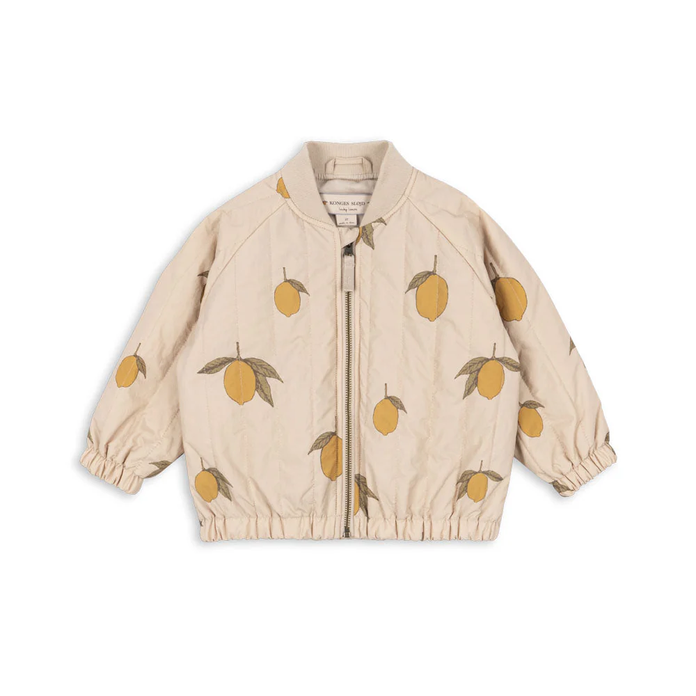 Juno Lemon Print Quilted Bomber Jacket (Mon Grand Citron) - Image 4