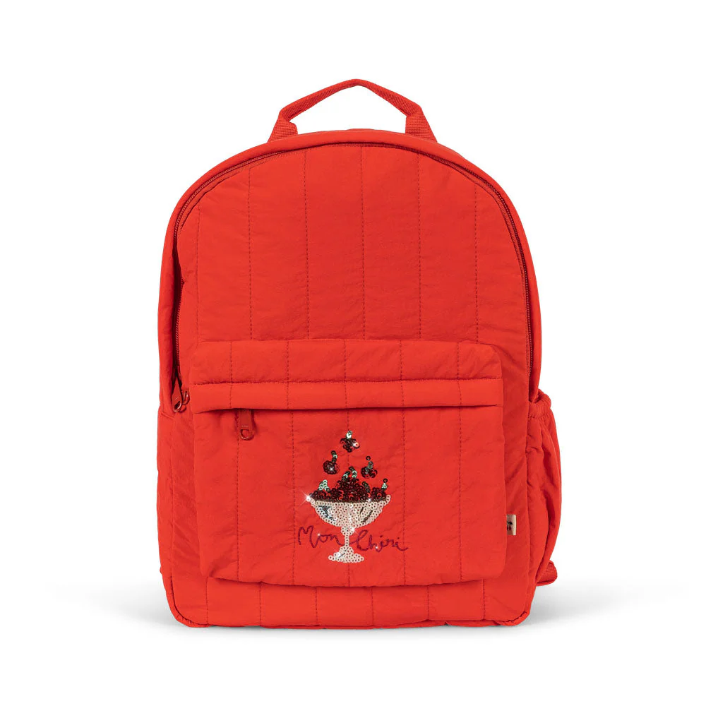 Juno Sequin Cherry Quilted Backpack (Fiery Red) - Image 2