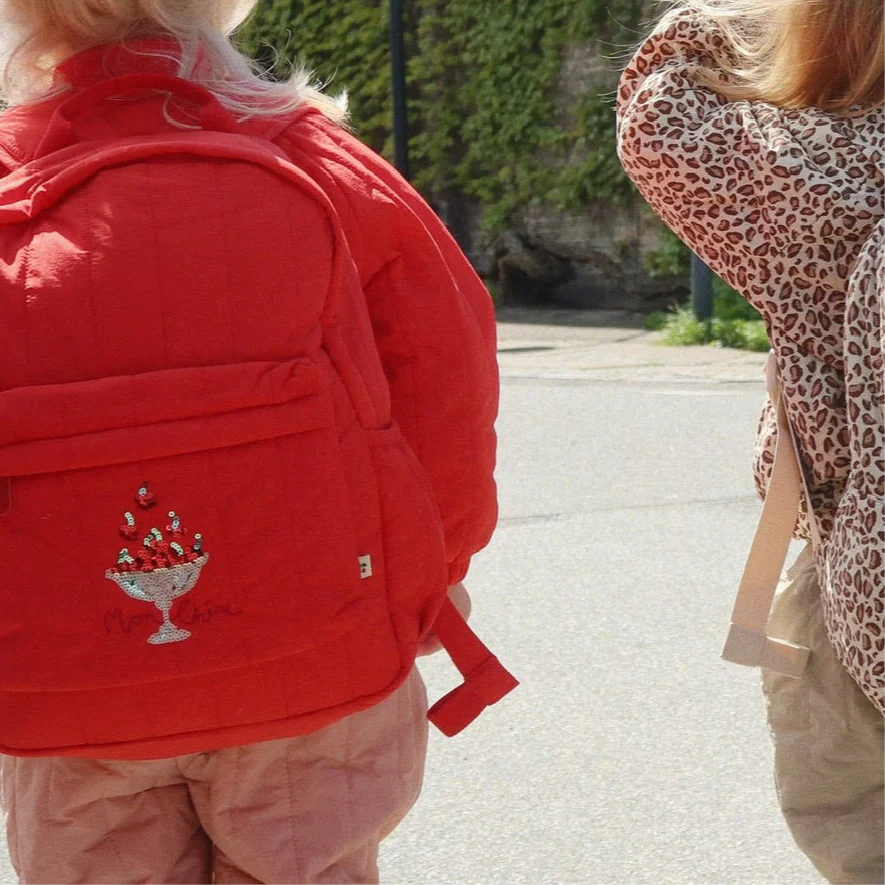 Juno Sequin Cherry Quilted Backpack (Fiery Red) - Image 3