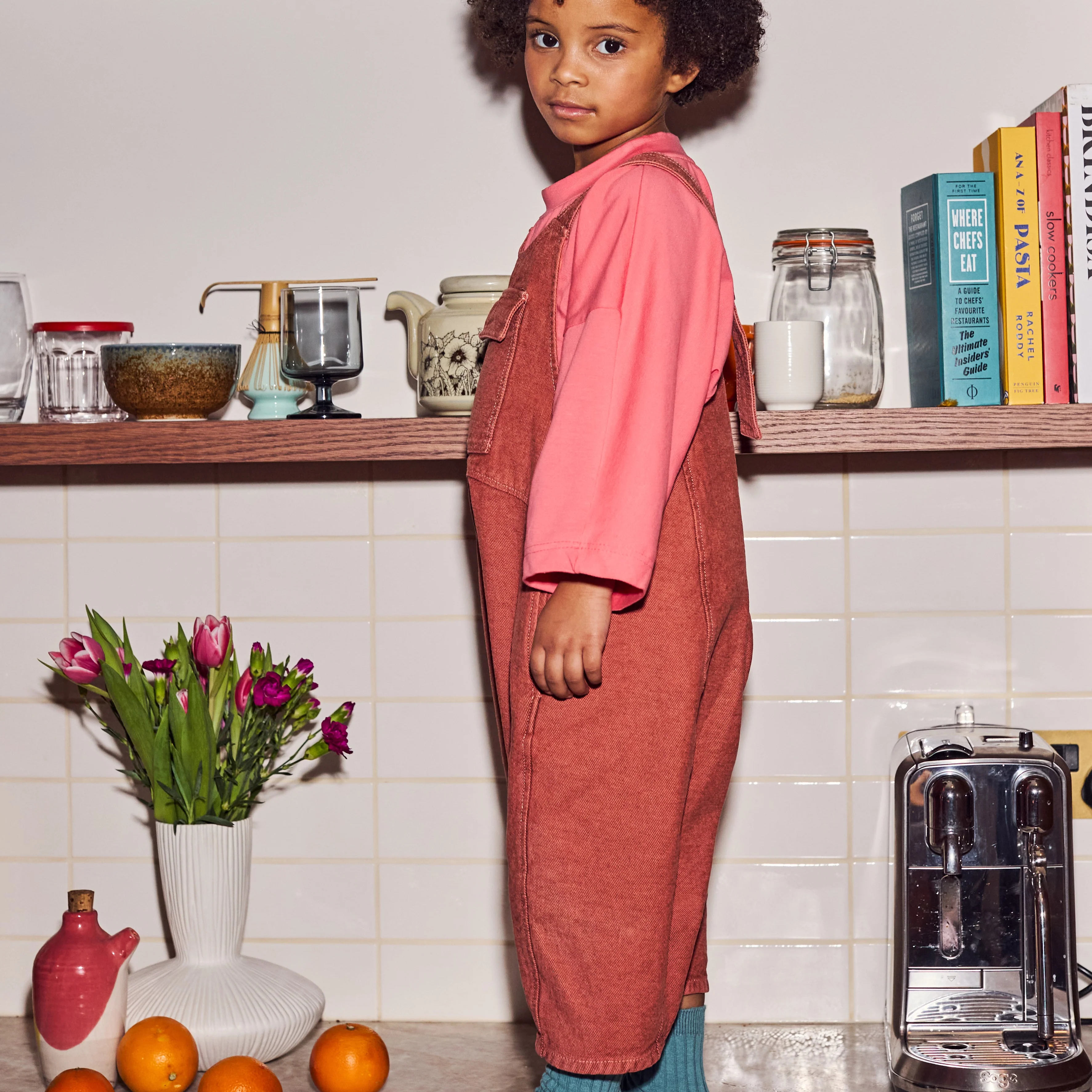 Kai Oversized Denim Dungarees (Coral) - Image 5