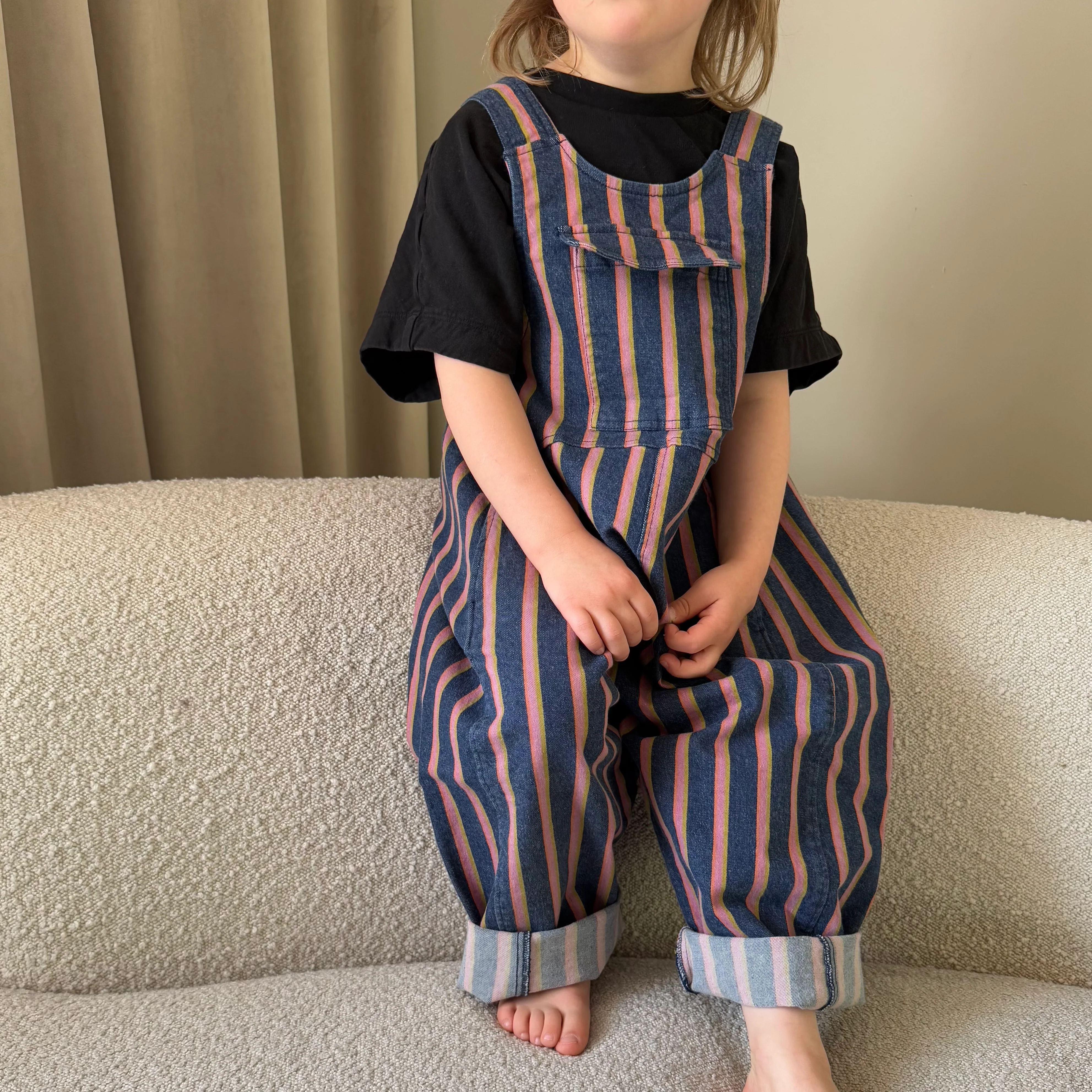 Kai Oversized Denim Stripe Dungarees - Image 3