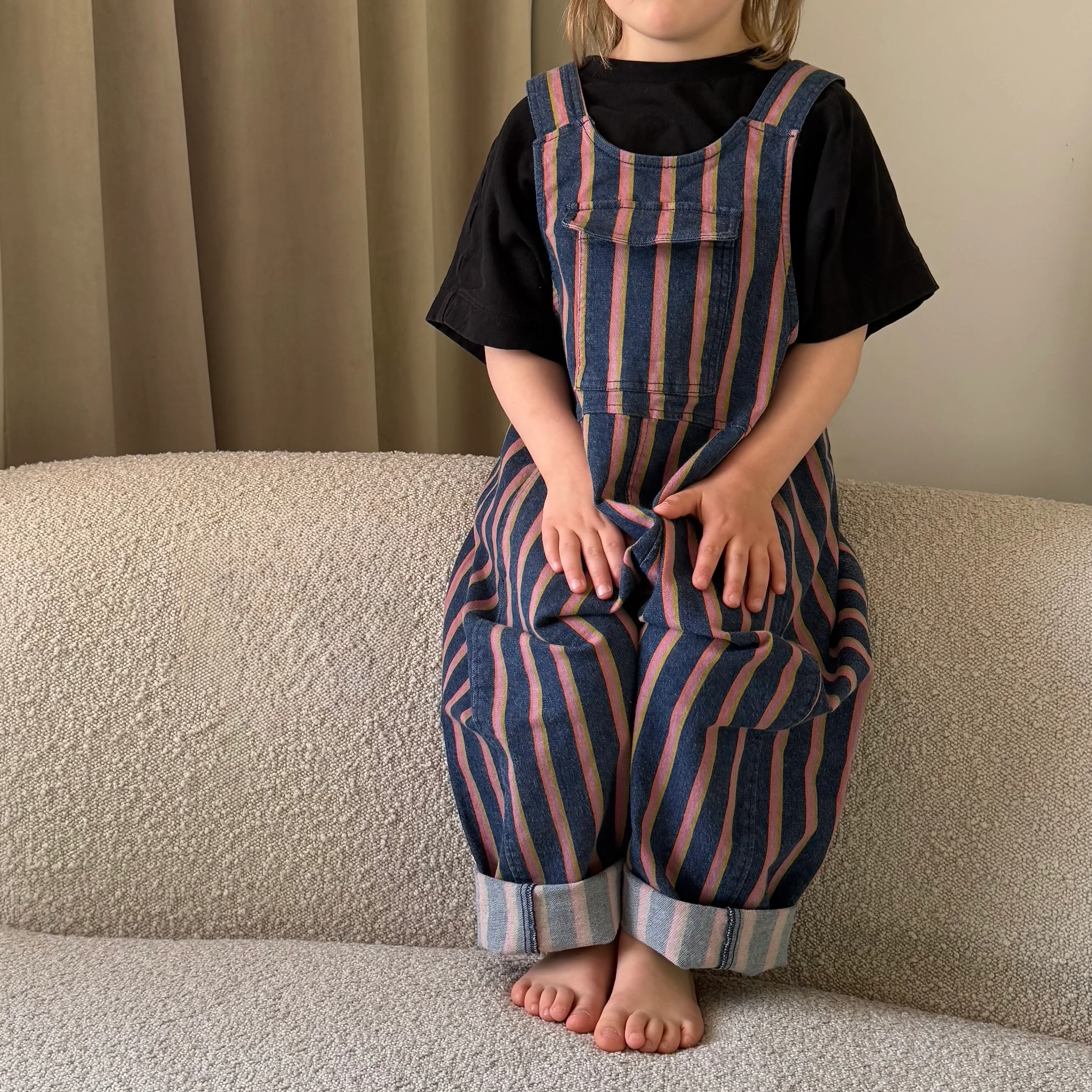 Kai Oversized Denim Stripe Dungarees - Image 4