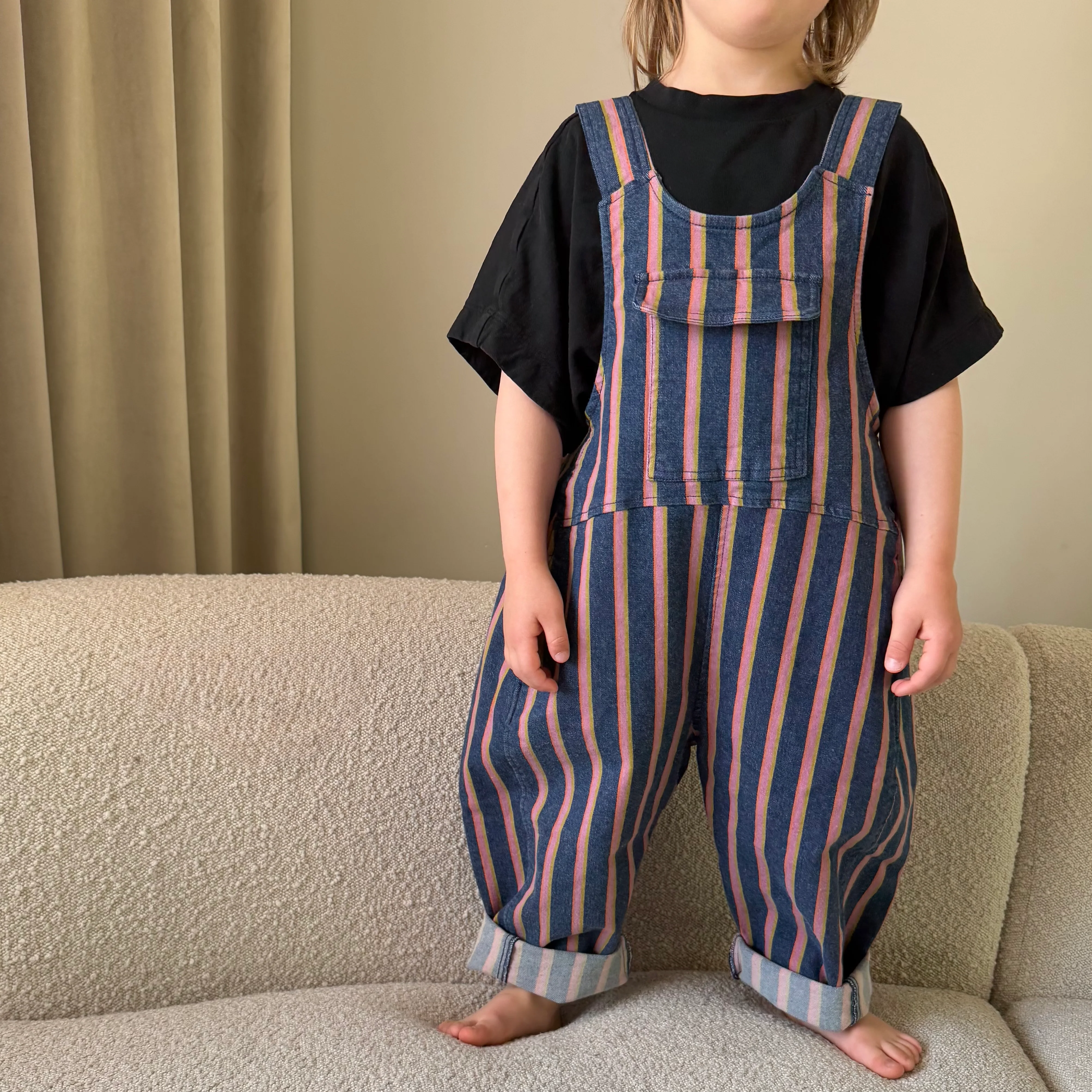 Kai Oversized Denim Stripe Dungarees - Image 5