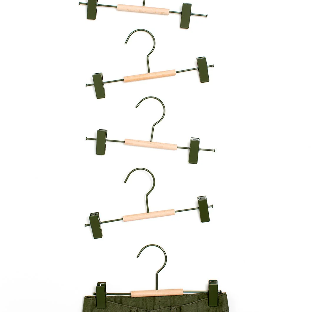 Kids Coated Wire Clip Hangers Set of 5 (Olive) - Image 4