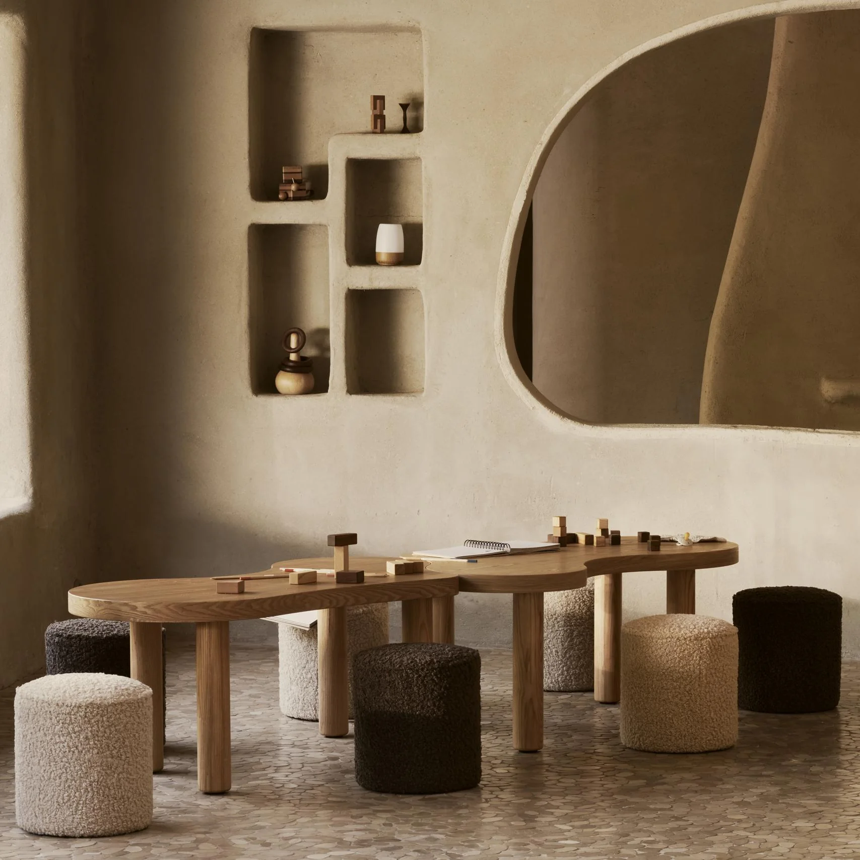 Kids Teddy Pouf for Modular Wooden Table (Bison) - Image 3