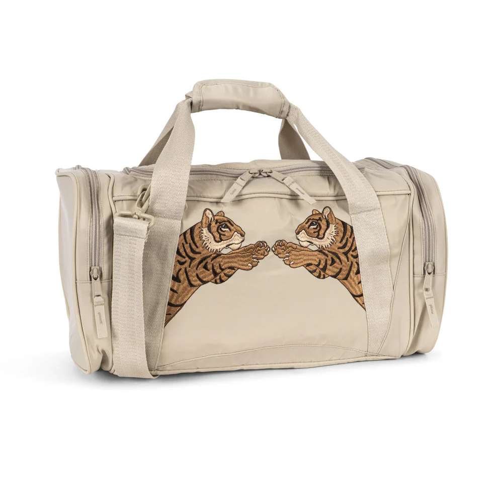 Kid's Tiger Print Weekend Holdall Bag (Feather Grey) - Image 4