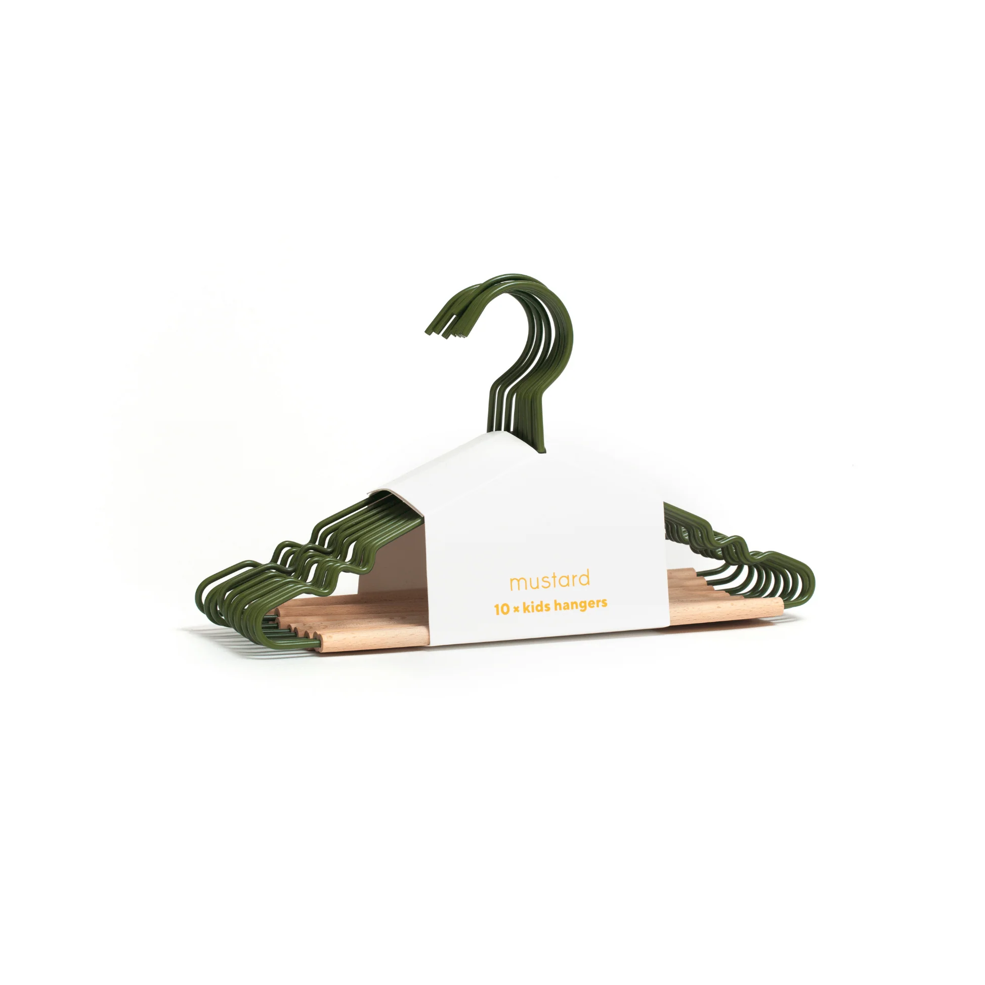 Kids Coated Wire Top Hangers Set of 10 (Olive) - Image 2