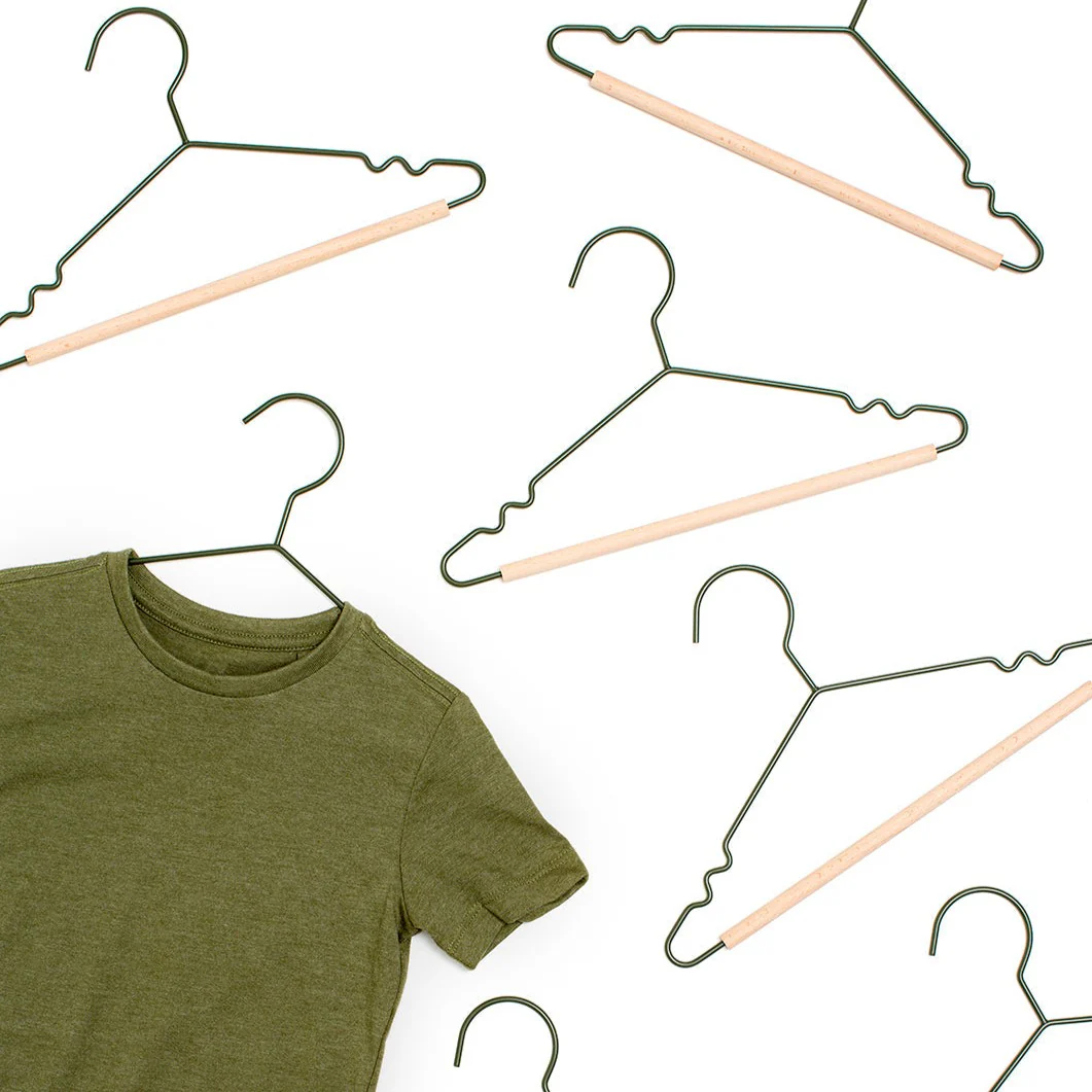 Kids Coated Wire Top Hangers Set of 10 (Olive) - Image 4