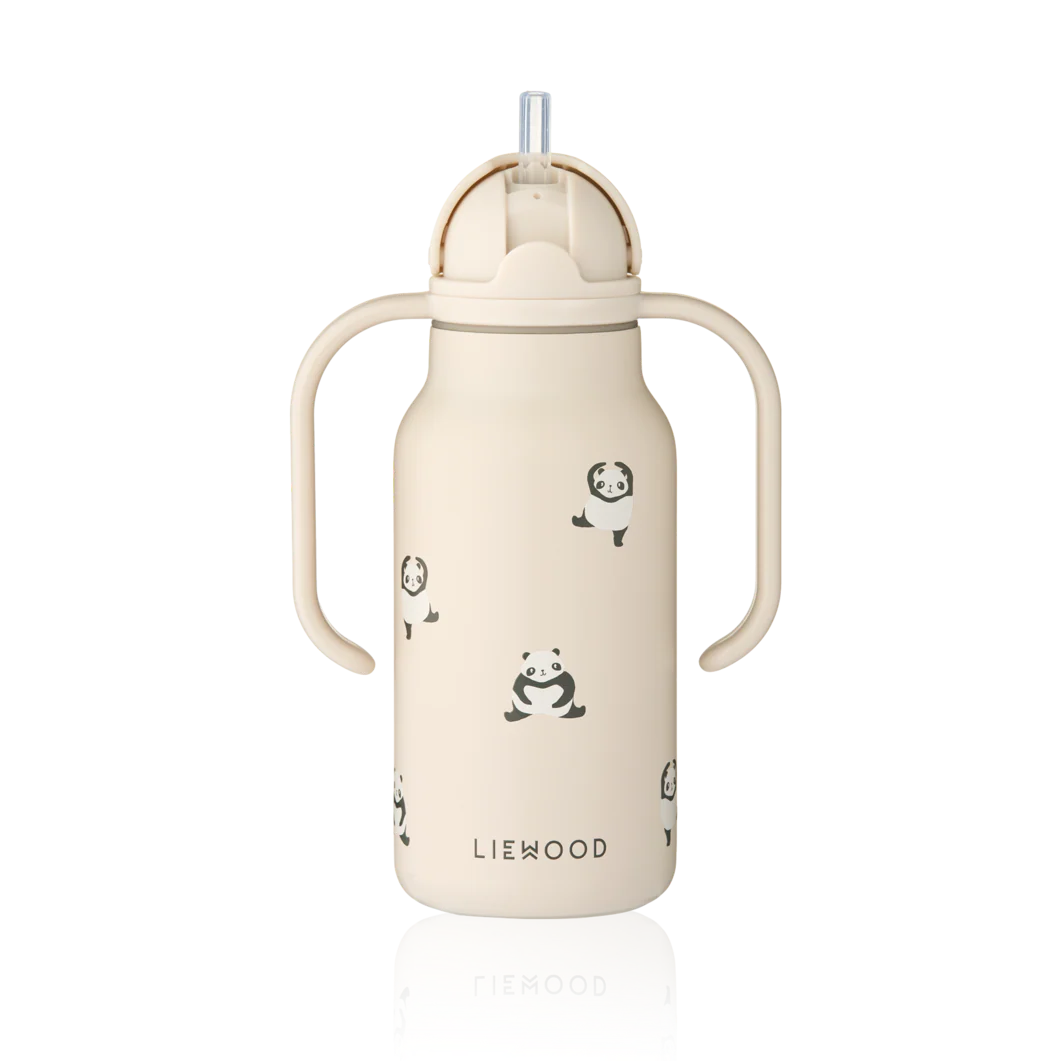 Kimmie Panda Print Drinks Bottle With Handles (250ml) (Sandy)