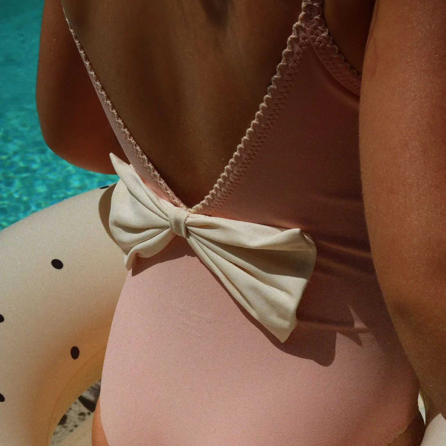 Kitty Face Bow Back Swimsuit (Powder Pink) - Image 3