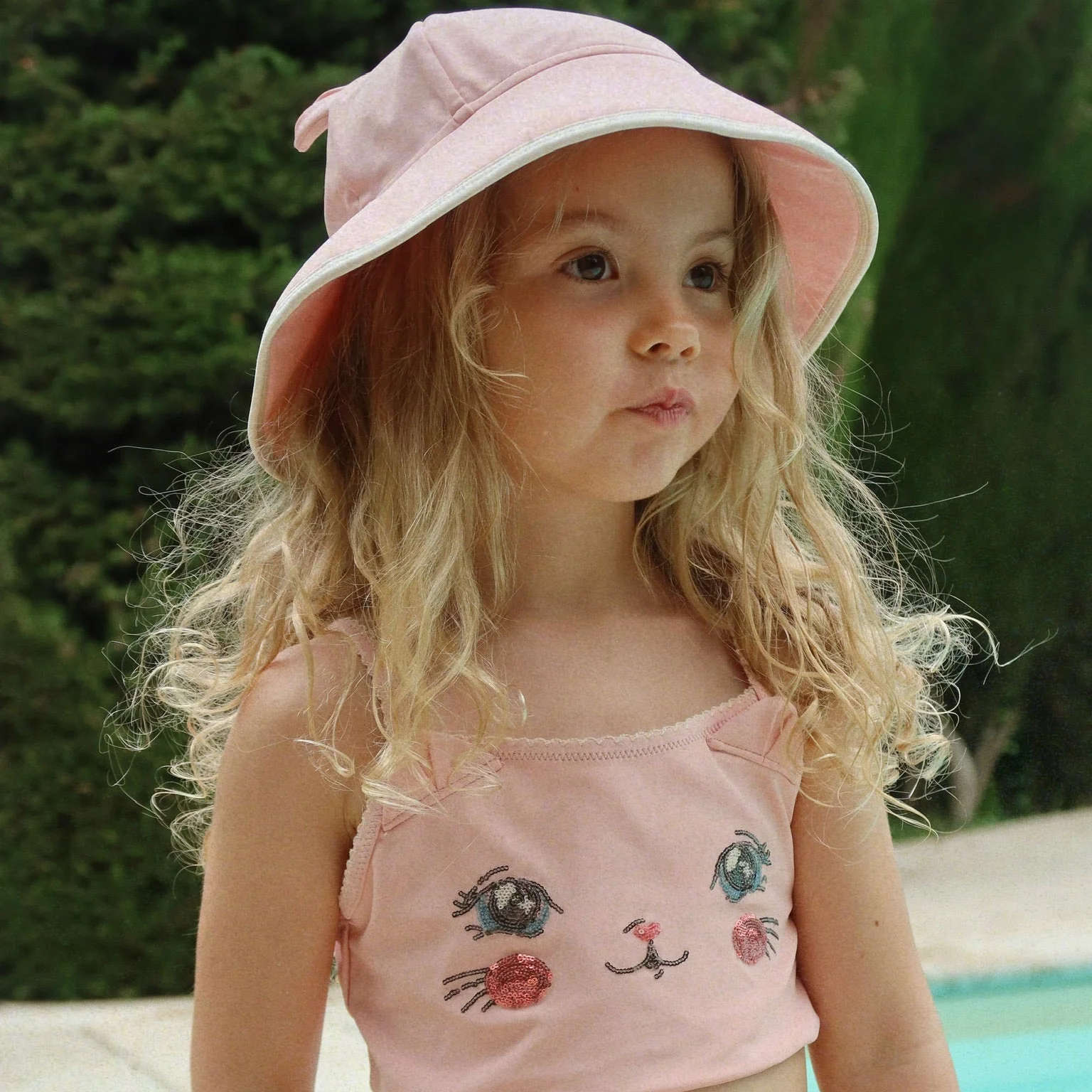 Kitty Swim Hat with Bow (Powder Pink) - Image 2