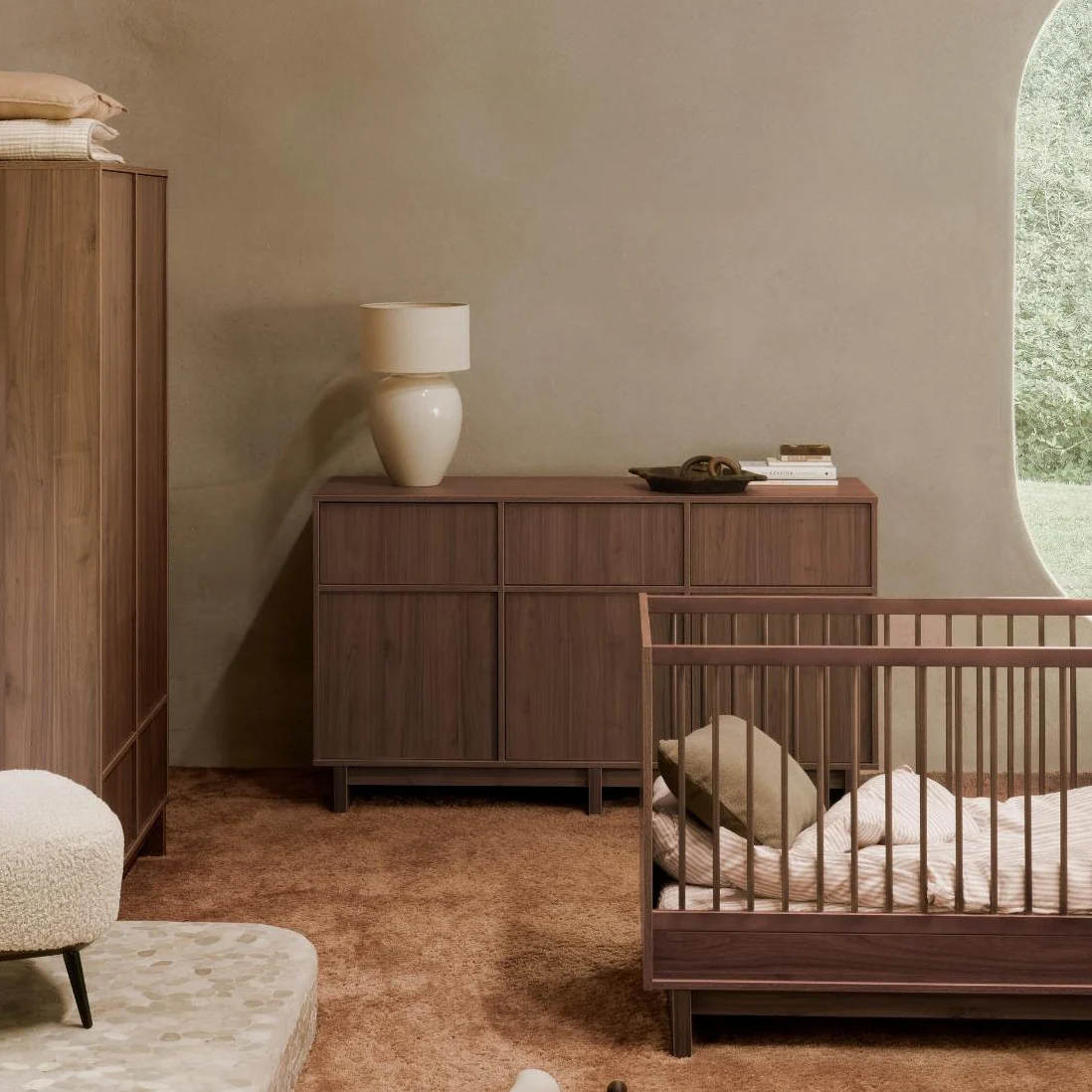 Kyo Wooden Baby Cot (Walnut)
