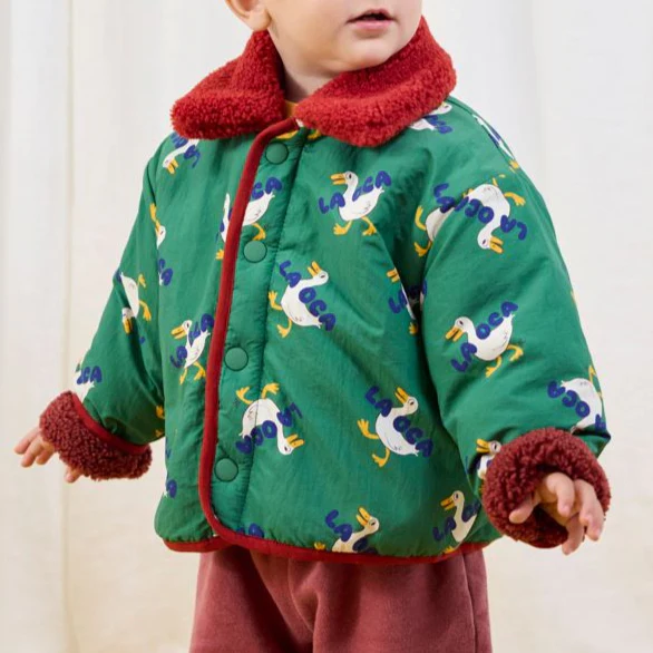 La Oca All Over Print Reversible Baby Sheepskin Jacket - Image 2