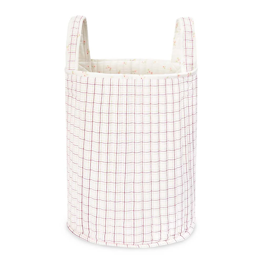 Large Quilted Reversible Storage Basket (Anemone / Pink Check) - Image 7