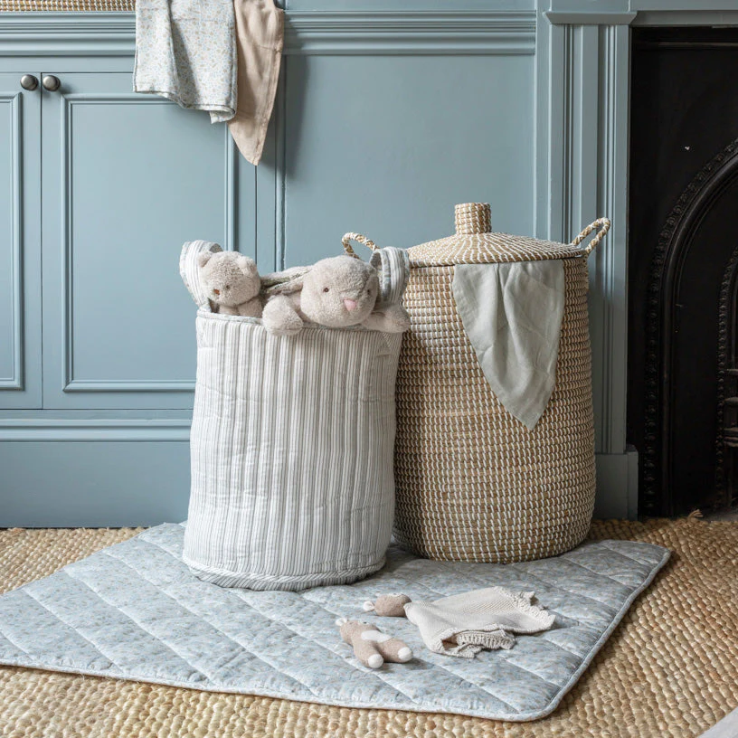 Large Quilted Reversible Storage Basket (Nature Trail / Stripe) - Image 3