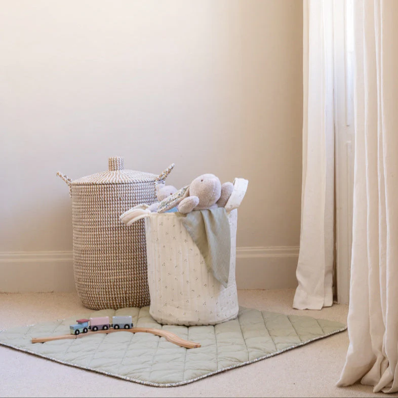 Large Quilted Reversible Storage Basket (Nettle Scatter / Birch) - Image 2
